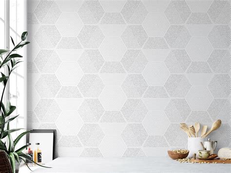 Gray Geometric Wallpaper Modern Geometric Hexagons Pattern Etsy