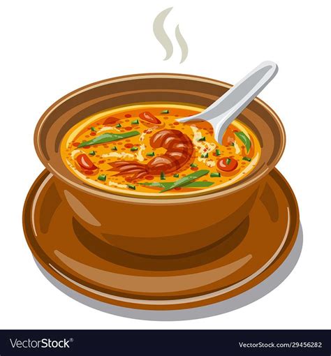 Illustration Of The Hot Thai Tom Yum Soup With Shrimps Download A Free