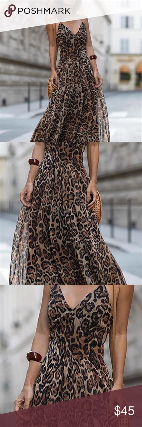 Pleated Chiffon Maxi Dress L Leopard Print Blue Maxi Dress Chiffon