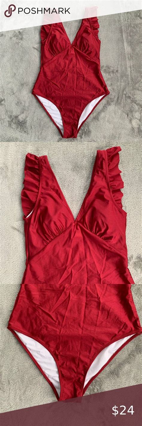 Cupshe One Piece Red Swimsuit Flutter Sleeve Xl Extra Large In 2022