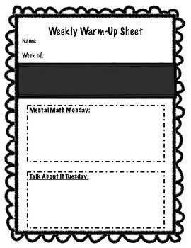 Weekly Math Warm Up Sheet By The Delpont Difference Tpt