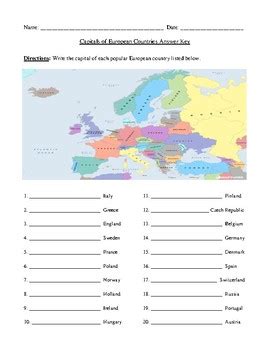 European Countries And Capitals Quiz World Map