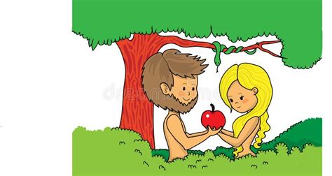 Adam And Eve Holding Apple Stock Vector Illustration Of Couple 92258031