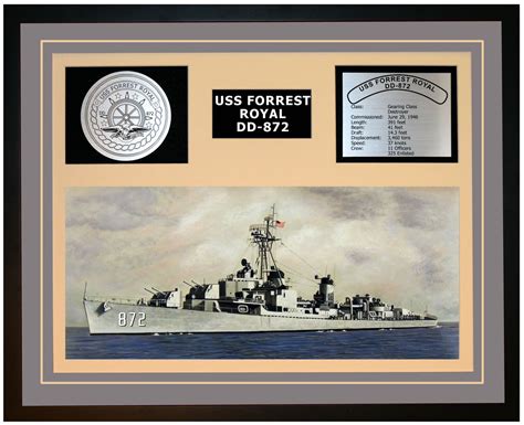 Uss Forrest Royal Dd 872 Framed Navy Ship Display Burgundy Navy Emporium