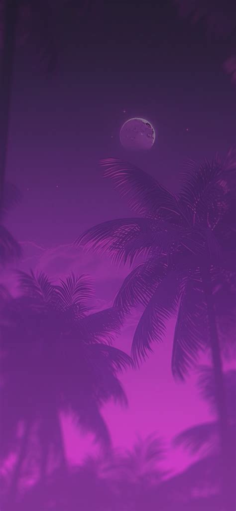 Palms And Moon Purple Aesthetic Wallpaper Purple Wallpaper Phone