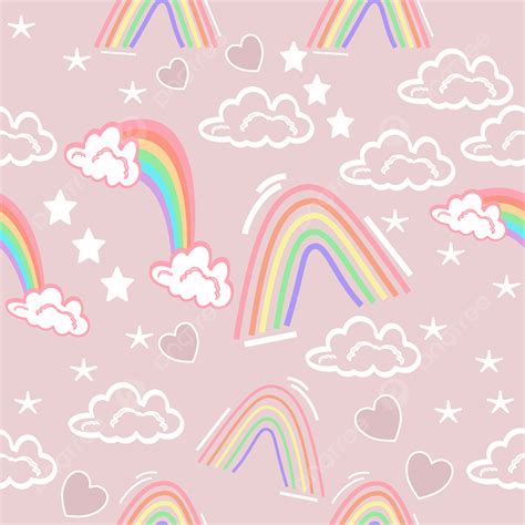 Cute Rainbow Pattern Pinky Clouds Background Desktop Wallpaper Pc