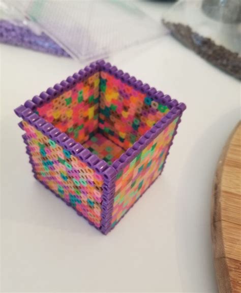 Perler Beads 3D Cube Box Jewelry Box Pixel Art And Perler Bead