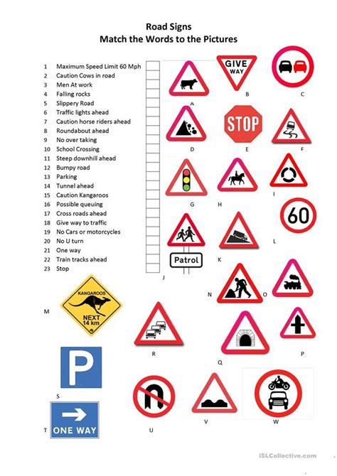 Road Signs Worksheet Free ESL Printable Worksheets Made By Teachers Road Signs Traffic