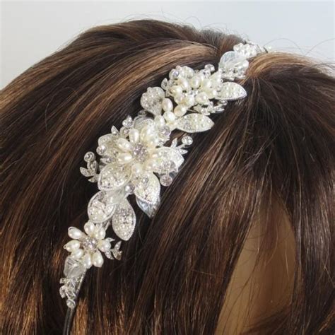 Pearls Flower Bridal Tiara Bella Bridal Tiara Bridal Head Band Wedding Hair Accessories