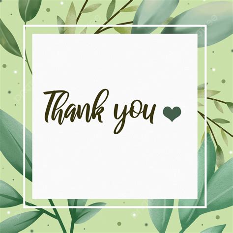 Aesthetic Green Natural Leaf Thank You Card Template Template Download