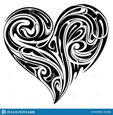 Tribal Heart Shape Tattoo Design Stock Vector Illustration Of