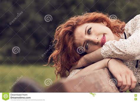 Redhead Girl In Park Stock Image Image Of Lifestyle 74858995