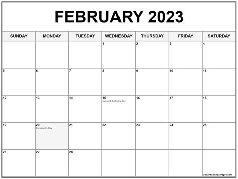 February 2023 Calendar Template February 2023 Calendar Printable