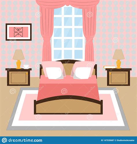 This illustrated collection of 100 free cartoon background vectors contains plenty of nature sceneries, urban landscapes, city skylines and street views. Modern Interior Of A Bedroom With Window. Stock Vector ...