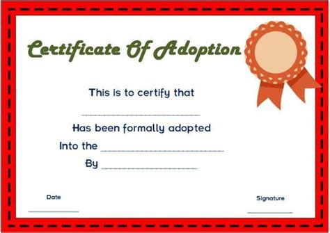 blank adoption certificate templates
