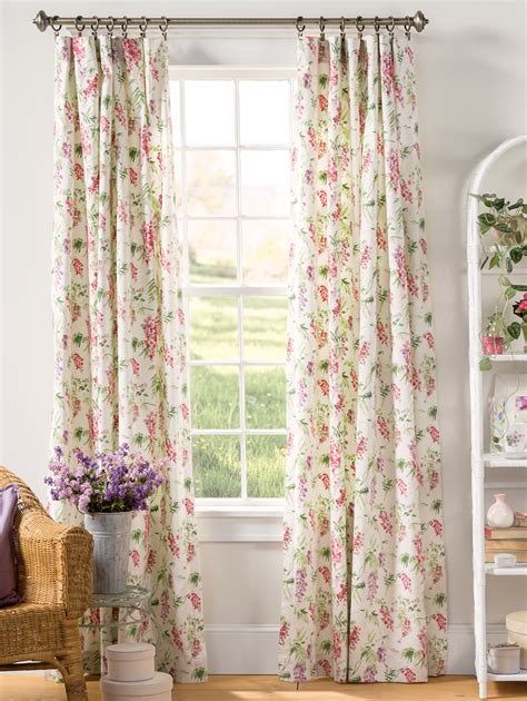 Floral Lined Rod Pocket Curtain Panels Wisteria Collection Vermont
