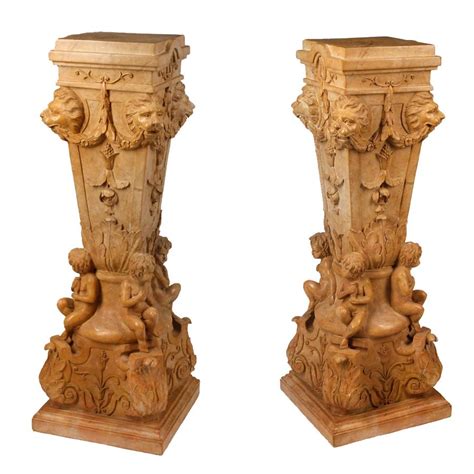 Pair Of European Exceptional Hand Carved Pedestals Renaissance Antiques