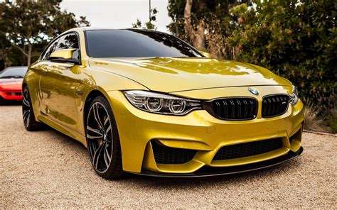 Download Wallpapers Bmw M4 Exterior Front View Golden Sports Coupe