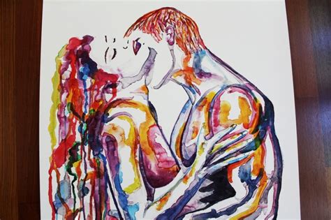 Original Vibrant Sensual Watercolor Art Painting Sexy Passionate