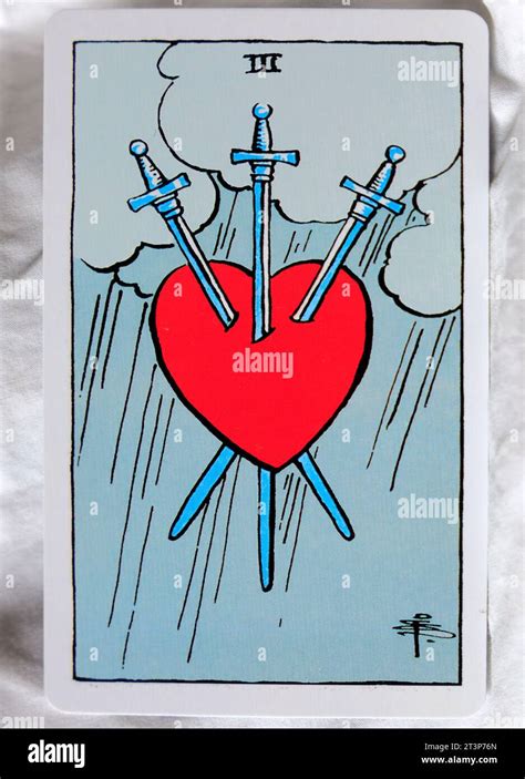 Three Of Swords Individual Tarot Card Stock Photo Alamy