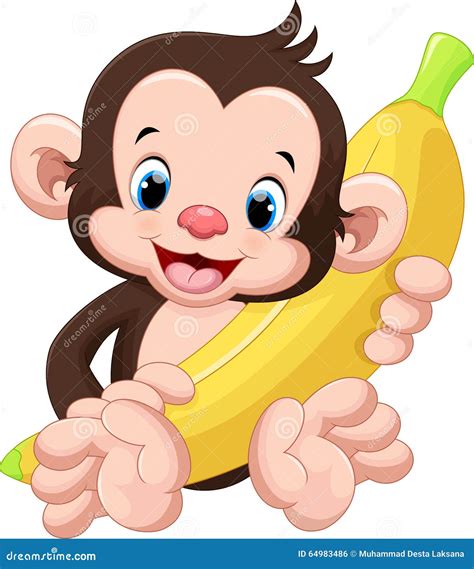 Cute Monkey Holding A Banana Stock Illustration Illustration Of
