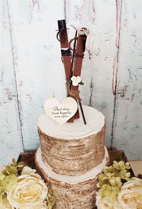 Ski Wedding Cake Topper Skis Winter Themed Bride And Groom Etsy