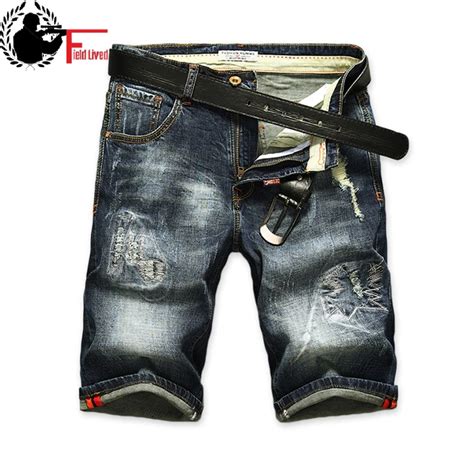 Shorts Men Ripped Short Jeans Straight Retro Shorts Jeans Bermuda Male Denim Brand Clothing