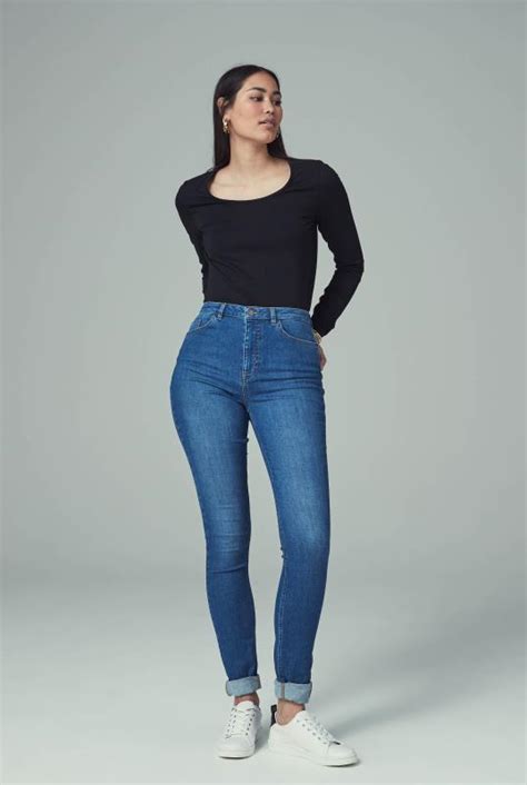 Mid Blue Ultra Stretch Skinny Jeans Long Tall Sally