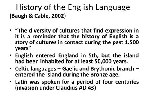 Ppt History Of The English Language Powerpoint Presentation Free