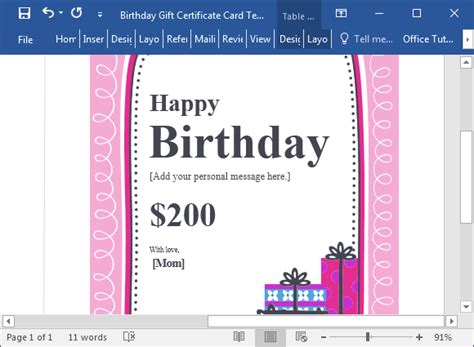 If you have a small business, gift certificates or promotional both the christmas gift certificate template and birthday gift certificate template below can work for almost any occasion. Birthday Gift Certificate Card Maker Template for Word