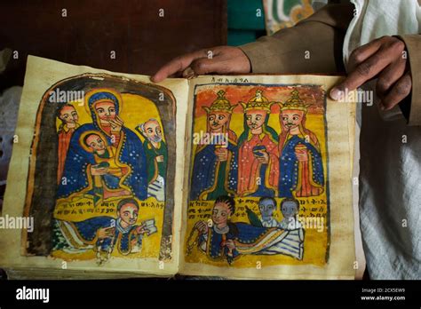 Illustrated Manuscript Bible Yeha Monastery Tigray Ethiopia Stock