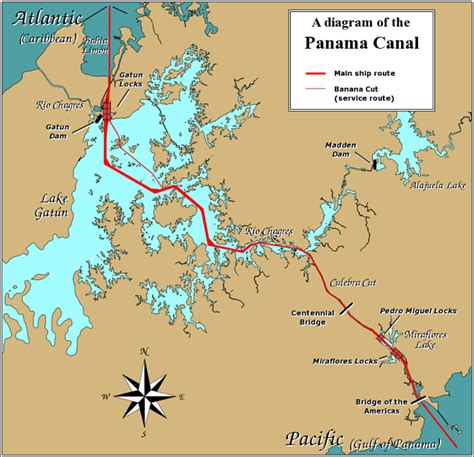 Die strecke beläuft sich auf km und die fahrzeit ist mit. Landkarte Panama-Kanal (Übersichtskarte) : Weltkarte.com ...