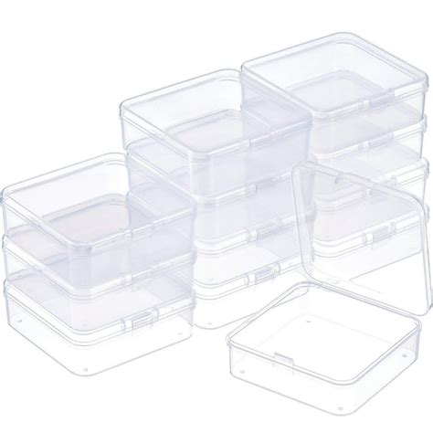 Buy Diy Crafts Small Rectangle Clear Plastic Containers Box With Hinged