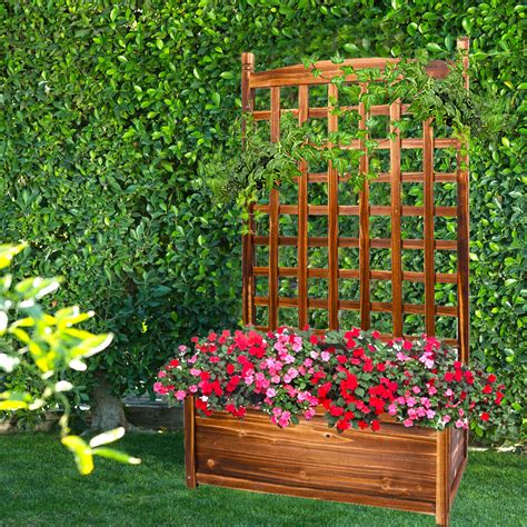 Large Raised Garden Bed Planter Box With Trellis Flower Climbing Indoor Outdoor Ebay