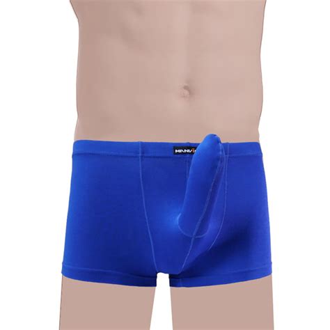 Men Modal Cotton Long Cock Sheath Boxers Briefs Trunks Underwear M L Xl