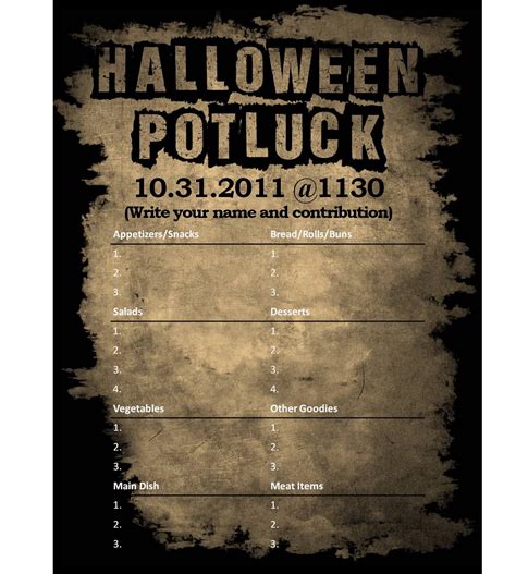 I Designed A Halloween Potluck Sign Out Sheet For My Company