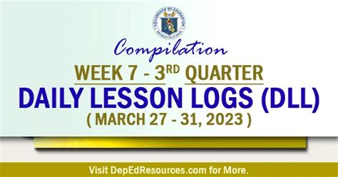 Week 7 3rd Quarter Daily Lesson Log March 27 31 2023 DLLs