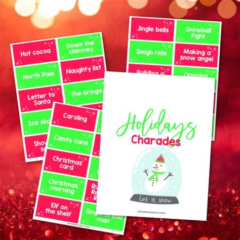 christmas charades party game free printable savor savvy