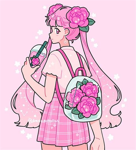 20 Anime Aesthetic Pink Pastel Cartoon Art Styles Cute Drawings
