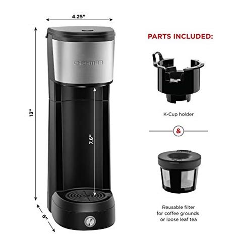Simply fill the 14oz water tank, pop your favourite ground coffee into the washable. Chefman InstaCoffee Single Serve Coffee Maker Brews in 30 ...