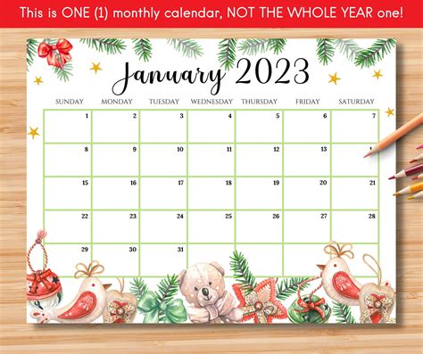 Editable January 2023 Calendar New Year Planner Colorful Etsy Australia