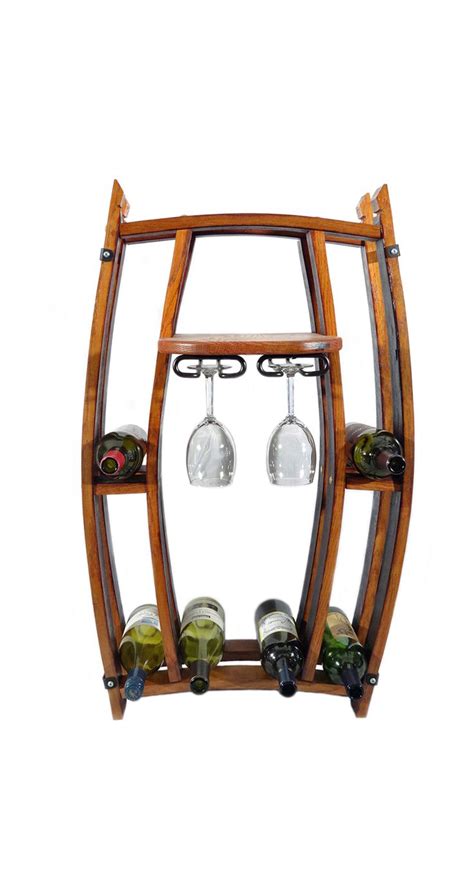Hand Crafted From Repurposed Oak Wine Barrels This Wine Rack Is A Fun