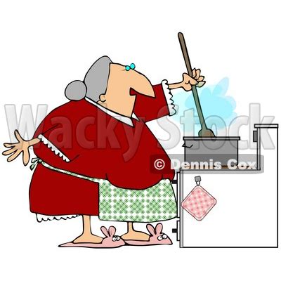 Clipart Illustration Of A Senior Granny Wearing A Green Apron Over A