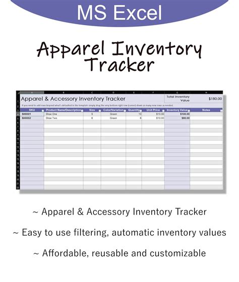 Apparel Inventory Tracker Excel Inventory Spreadsheet Inventory