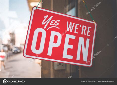 Yes Were Open Sign Glass Doors Store Welcome Sign Store Stock Photo By