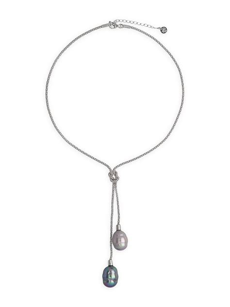 Shop Majorica Tender Rhodium Plated And Lab Grown Baroque Pearl Necklace