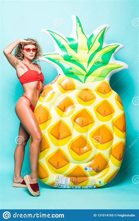 Beautiful Perfect Body Woman In Sunglasses Wearing In Red Bikini
