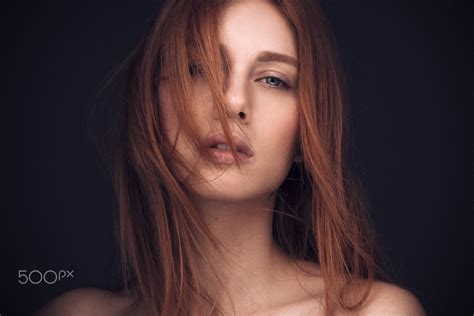 Juicy Lips Redhead Closeup Blue Eyes Face Women Portrait Hair In Face Hd Wallpaper