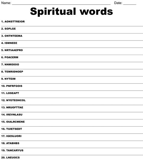 Spiritual Words Word Scramble Wordmint