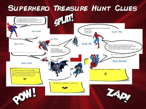 Superhero Treasure Hunt Clues Printable Instant Download